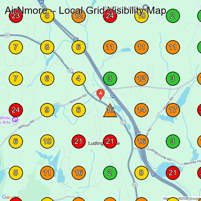 AirNmore Repair Service GeoGrid ranking map for Holmes NY